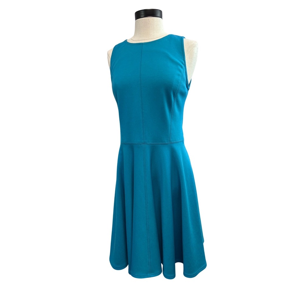 Rebecca Taylor Fit and Flare Dress Women‎ 8 Teal Blue Excellent Sleeveless Zip